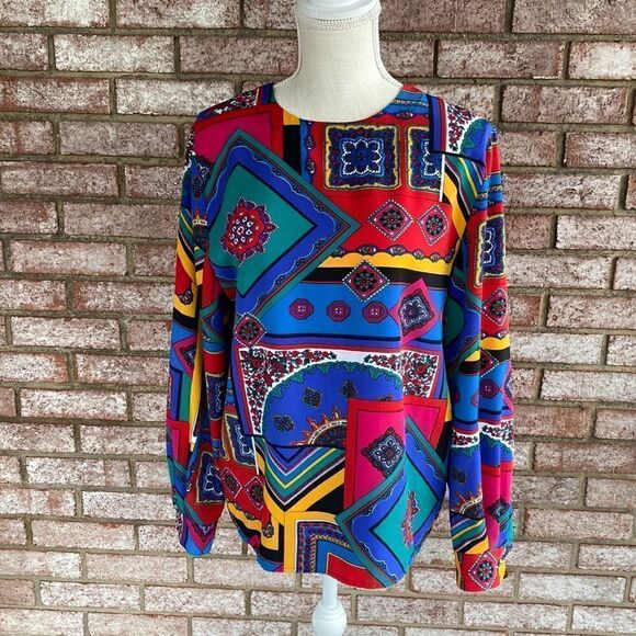 Jacqueline Ferrar Vintage Pop Art Blouse - Size 8 - Picture 1 of 12